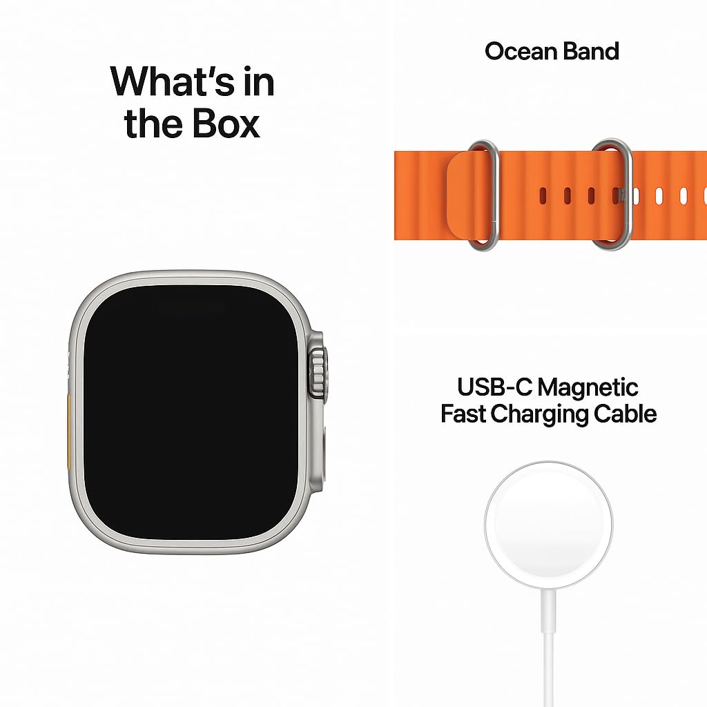 T900 Ultra Smart Watch | 2.09" Infinite Display with Wireless Charging | Ocean Silicone Band | Bluetooth Calling, Fitness Tracker with Heart Rate Monitor (Orange)