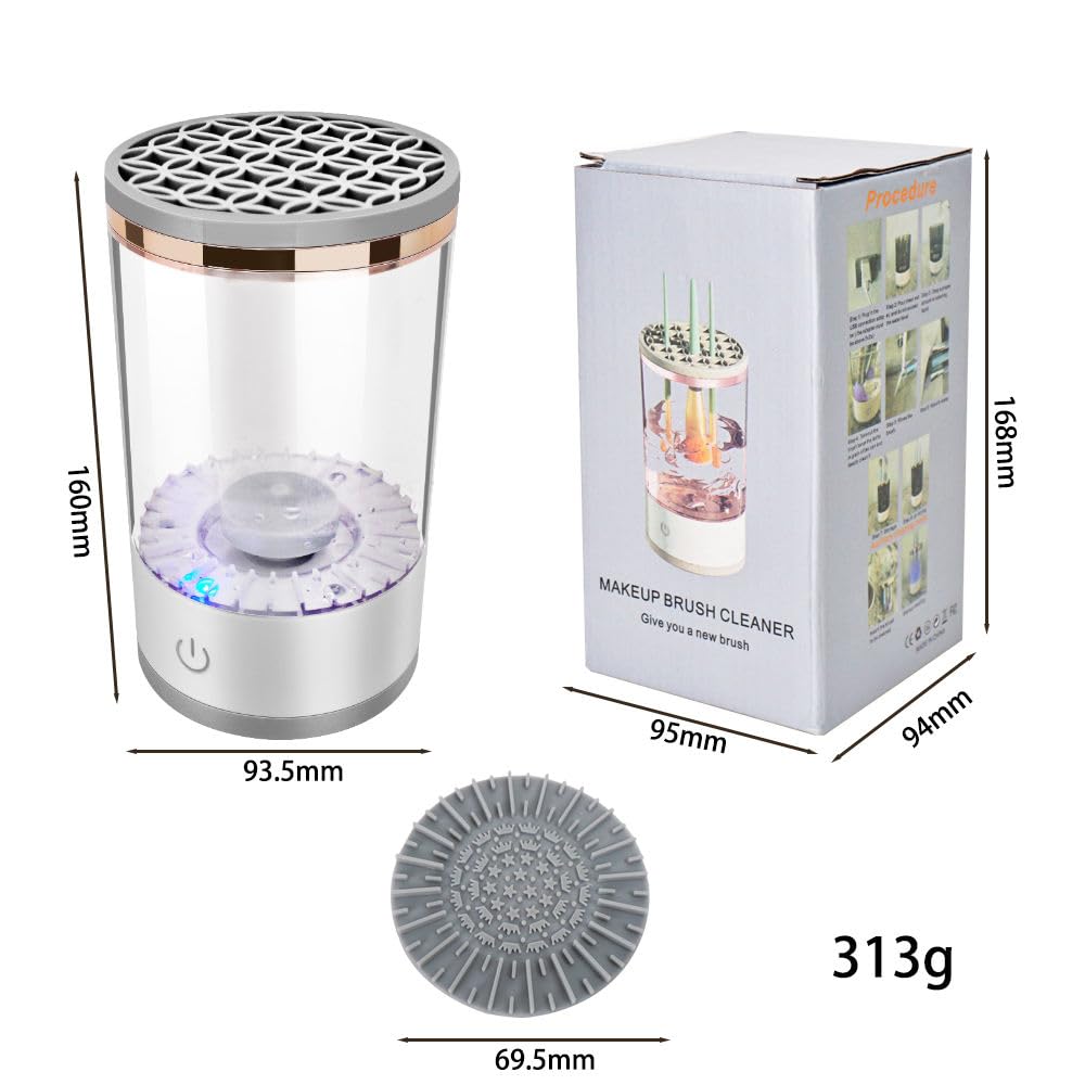 PINAKPANI Makeup Brush Cleaner, Electric Cleaning Machine, USB Automatic Spinning Cleaner for All Size Brush, Great Gift Women & Girls, Cosmetic Cleanser, Upgraded Auto-Rotating Cleanser Beauty Brushes, Deep Cleaning