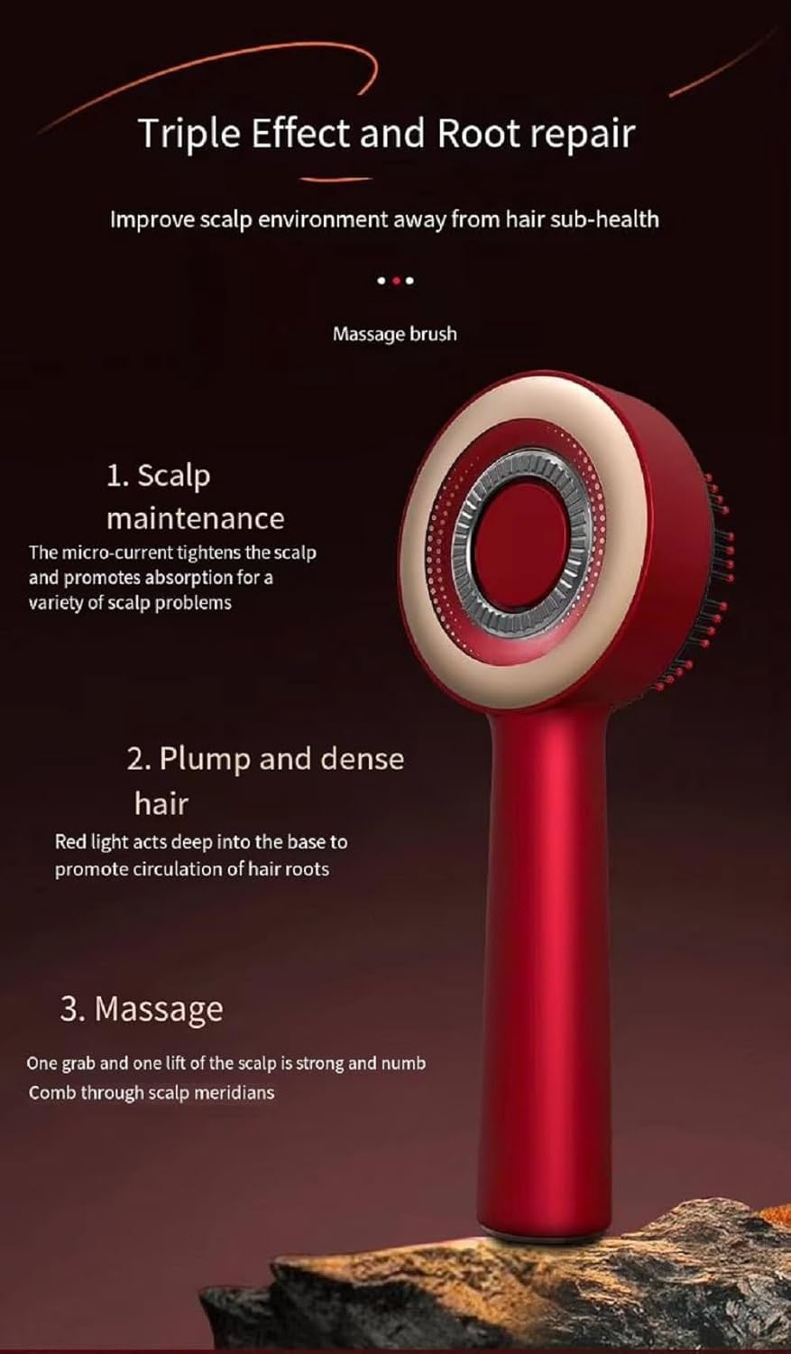 Premium Head Scalp Electric Massager 2 IN 1 Hair Oil Applicator Comb, Head & Scalp Massaging Brush, IPX7 Waterproof,Portable Deep Massager For Hair, Massager Machine (Red)