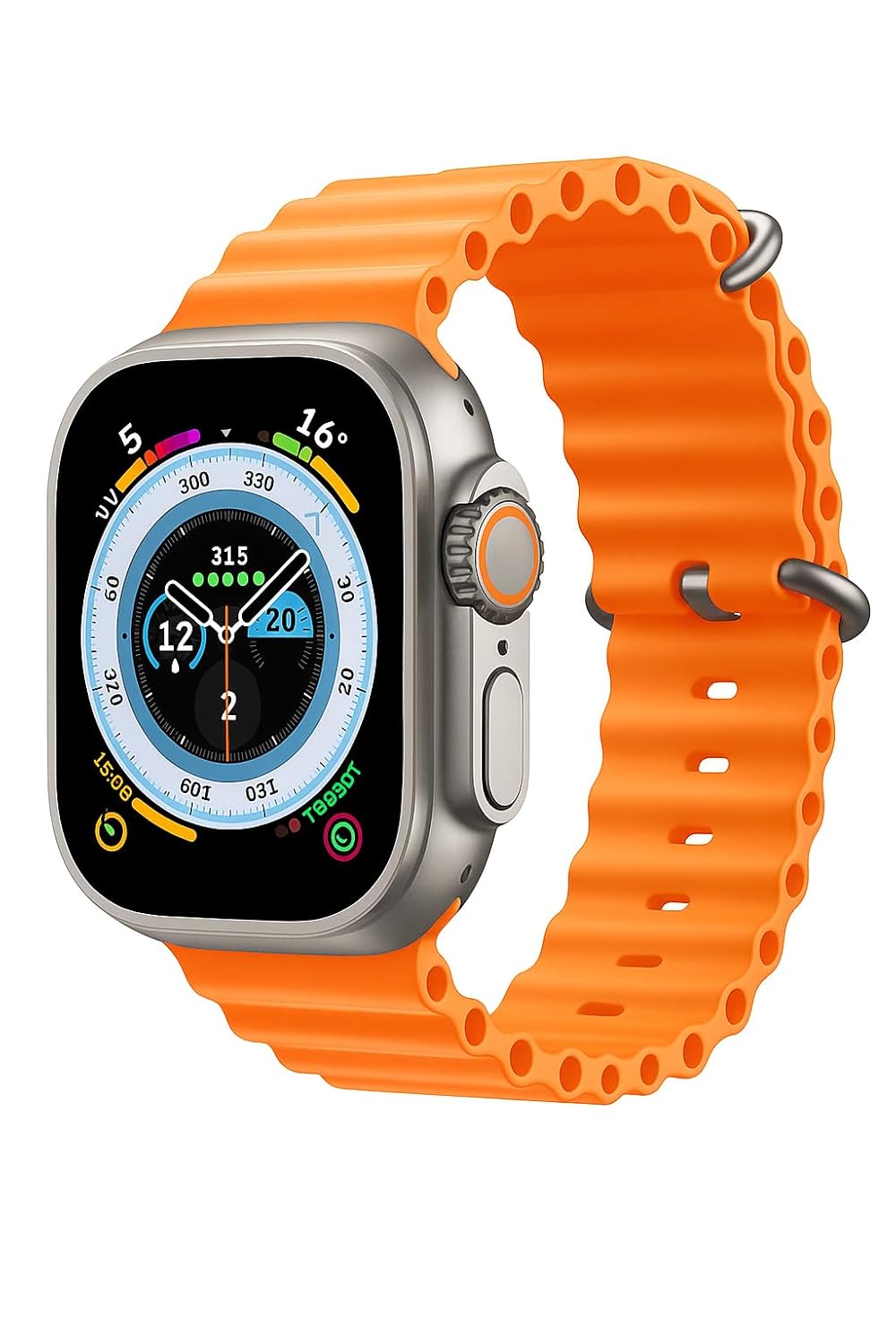 T900 Ultra Smart Watch | 2.09" Infinite Display with Wireless Charging | Ocean Silicone Band | Bluetooth Calling, Fitness Tracker with Heart Rate Monitor (Orange)