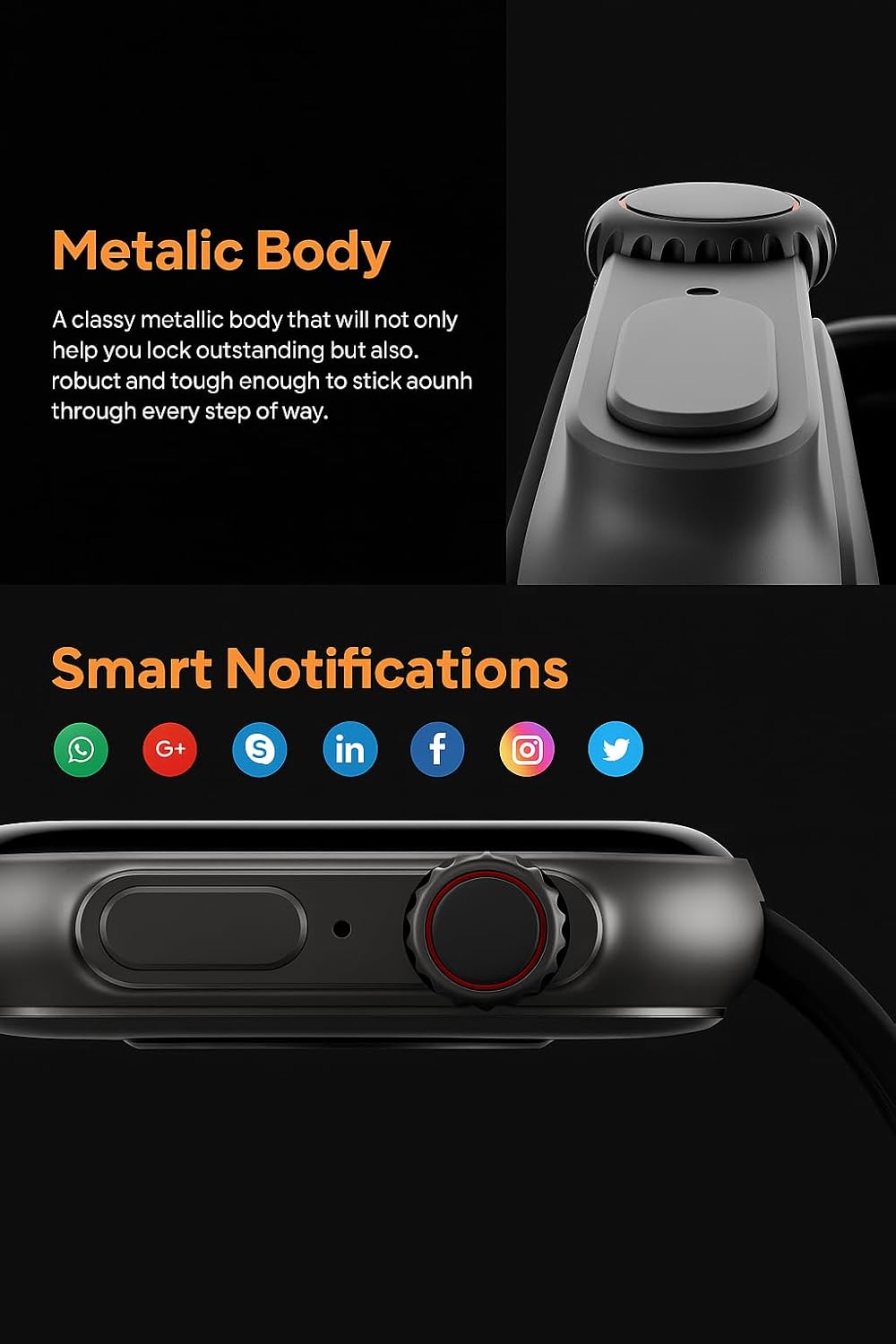 T900 Ultra Smart Watch | 2.09" Infinite Display with Wireless Charging | Ocean Silicone Band | Bluetooth Calling, Fitness Tracker with Heart Rate Monitor (Orange)