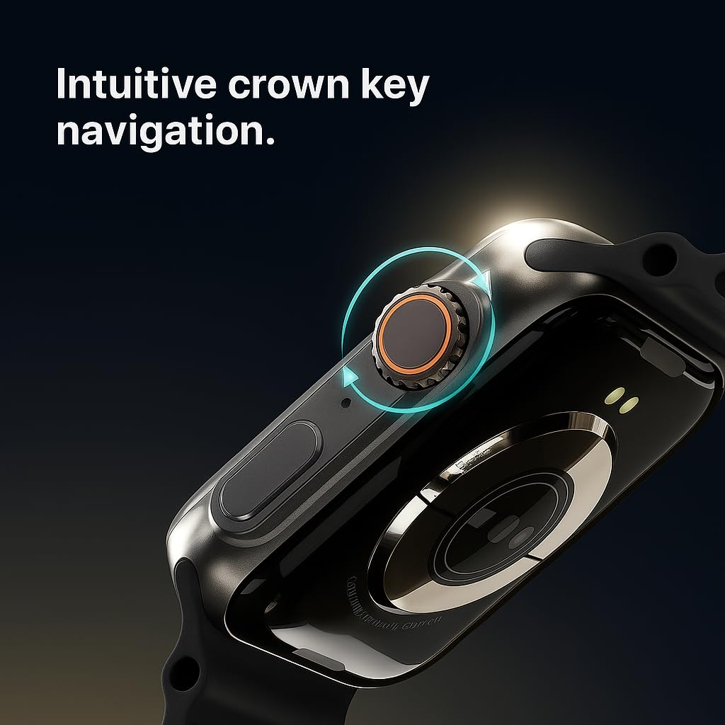 T900 Ultra Smart Watch | 2.09" Infinite Display with Wireless Charging | Ocean Silicone Band | Bluetooth Calling, Fitness Tracker with Heart Rate Monitor (Orange)