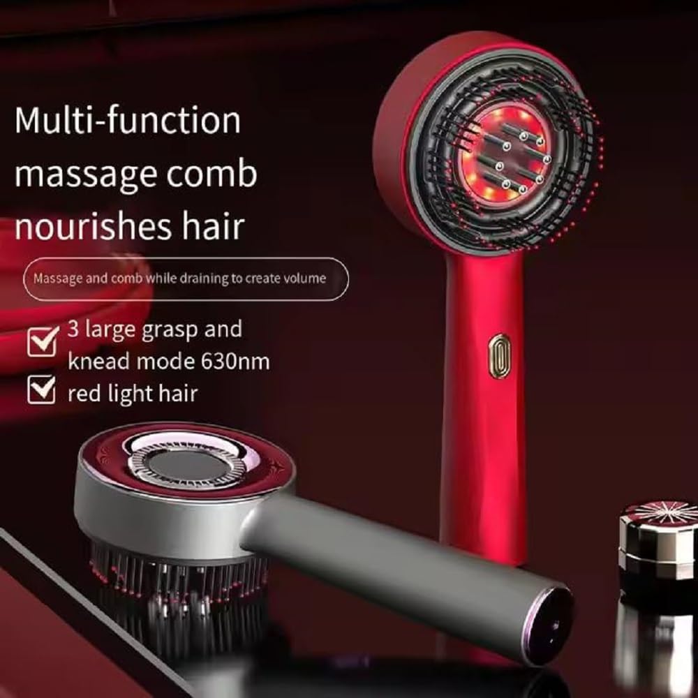 Premium Head Scalp Electric Massager 2 IN 1 Hair Oil Applicator Comb, Head & Scalp Massaging Brush, IPX7 Waterproof,Portable Deep Massager For Hair, Massager Machine (Red)