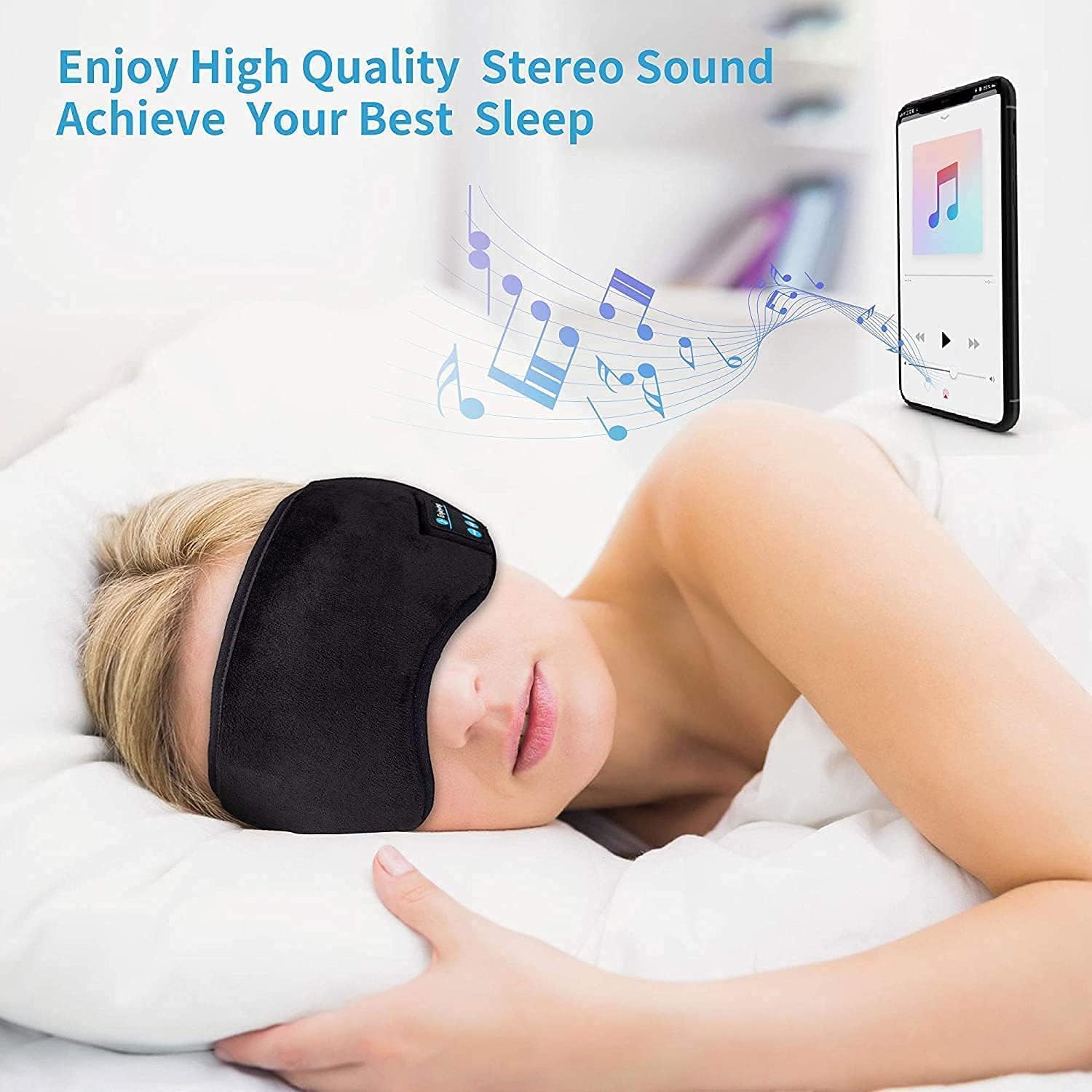 MG SALESS Bluetooth Sleeping Eye Mask Wireless Music Sleeping Headphones for Side Sleepers Sleep Mask with Headphones Wireless Music Eye Mask Sleep Headphones Bluetooth.