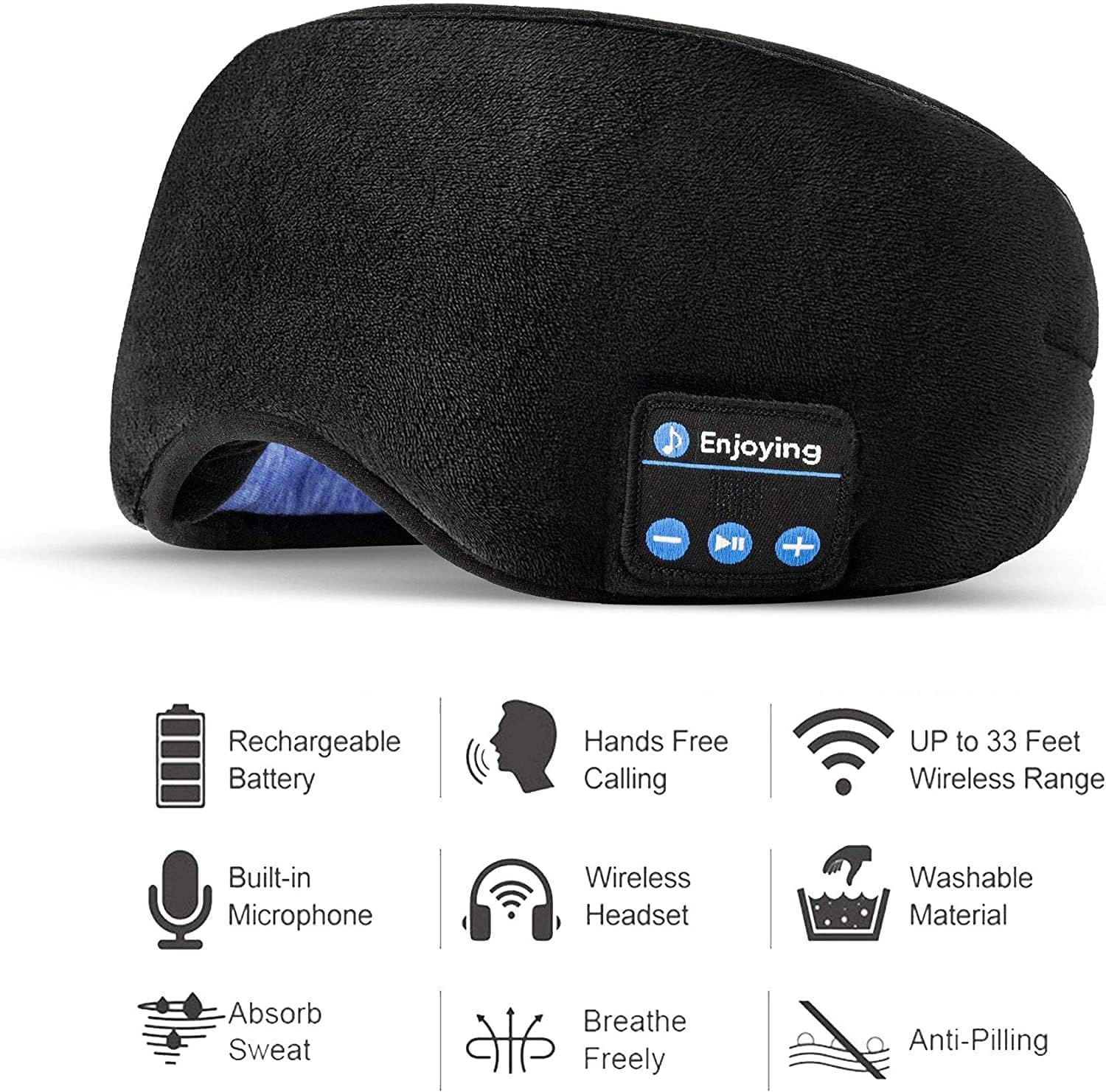 MG SALESS Bluetooth Sleeping Eye Mask Wireless Music Sleeping Headphones for Side Sleepers Sleep Mask with Headphones Wireless Music Eye Mask Sleep Headphones Bluetooth.
