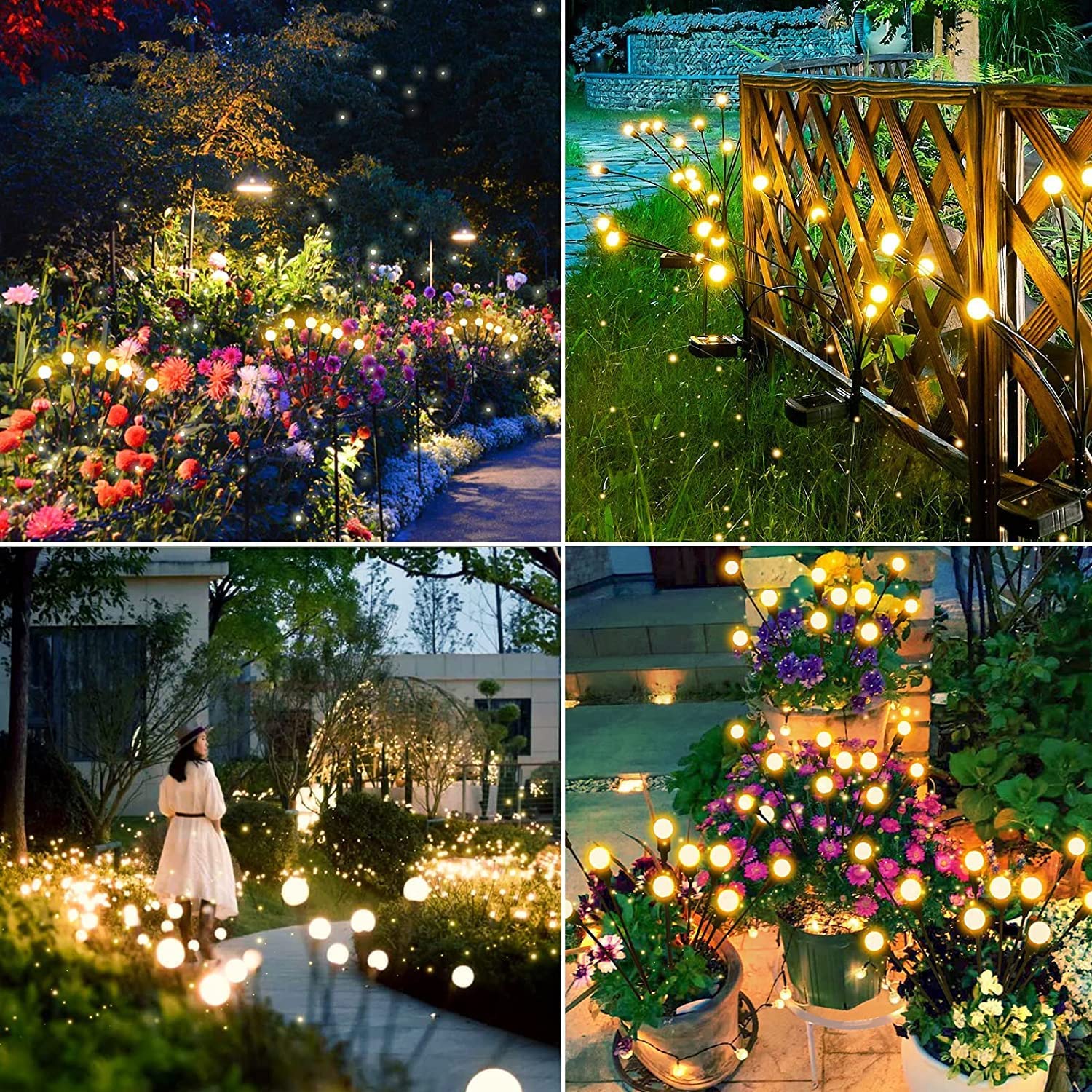 ZUGAD 8 LED Solar Powered Firefly Lights Solar Garden Lights, Outdoor Waterproof, High Flexibility Swaying Lights Solar Outdoor Lights for Pathway Patio Yard Walkway Decoration Warm White