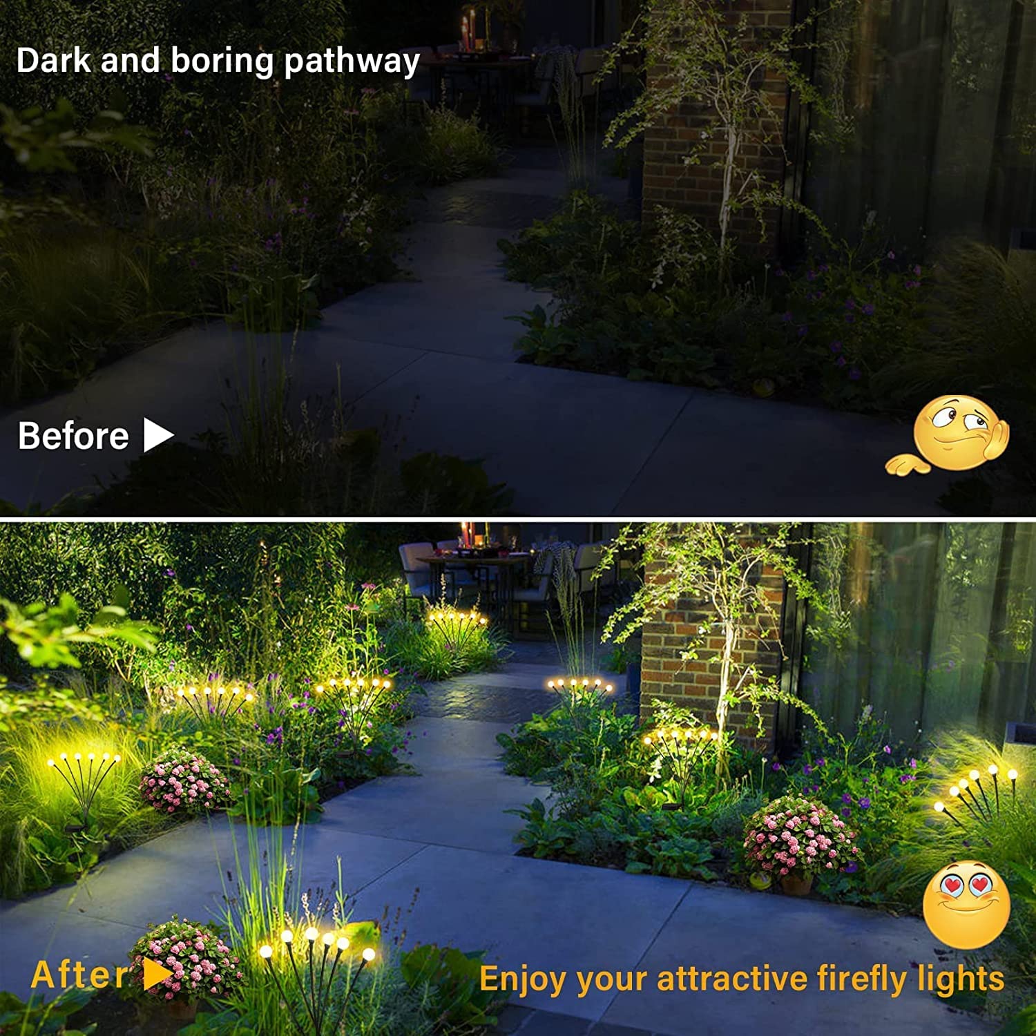 ZUGAD 8 LED Solar Powered Firefly Lights Solar Garden Lights, Outdoor Waterproof, High Flexibility Swaying Lights Solar Outdoor Lights for Pathway Patio Yard Walkway Decoration Warm White