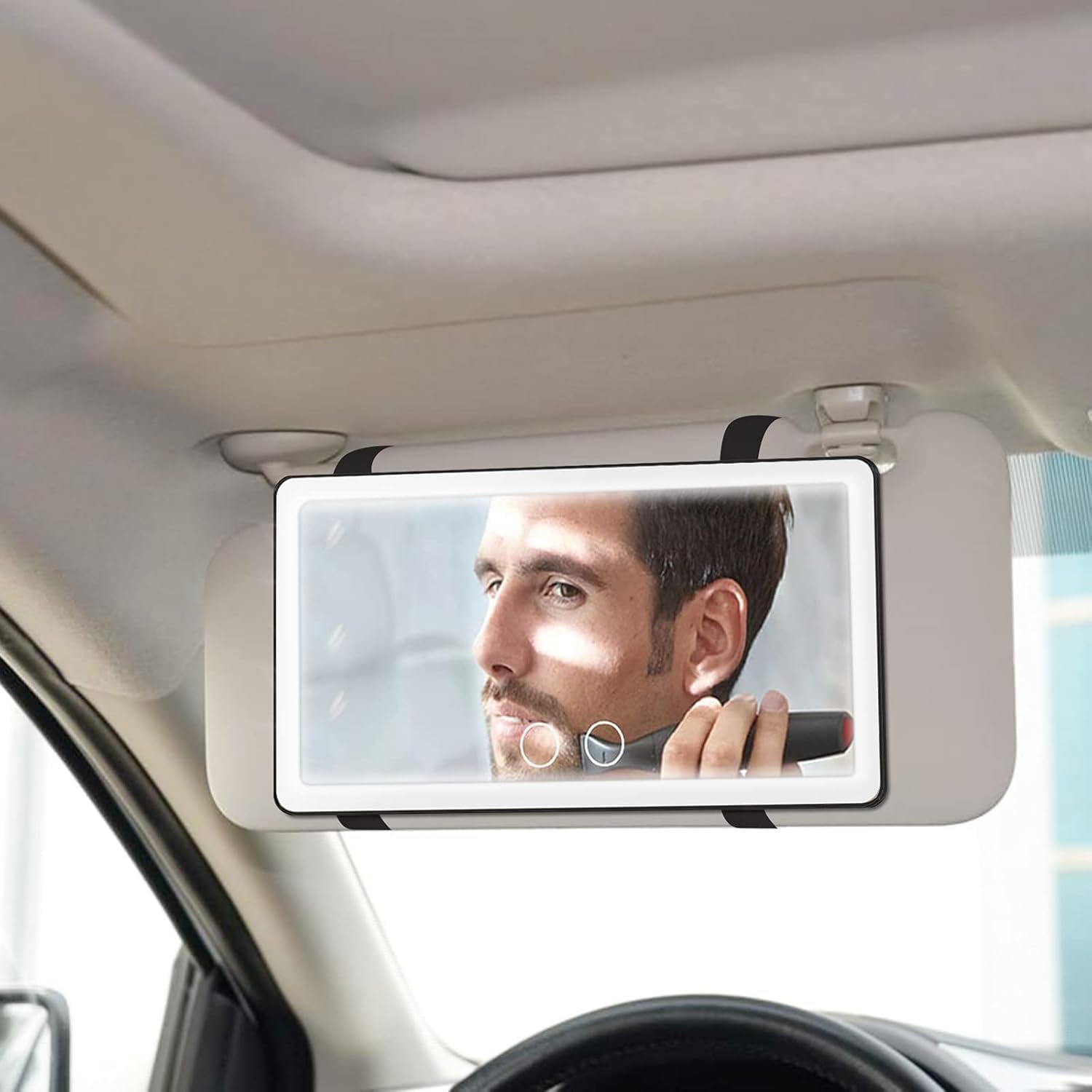 Upgrade Car Sun Visor Vanity Mirror With 80 LEDs - 3 Light Modes, Rechargeable, Dimmable Touch Control - Universal for Car, Truck, SUV