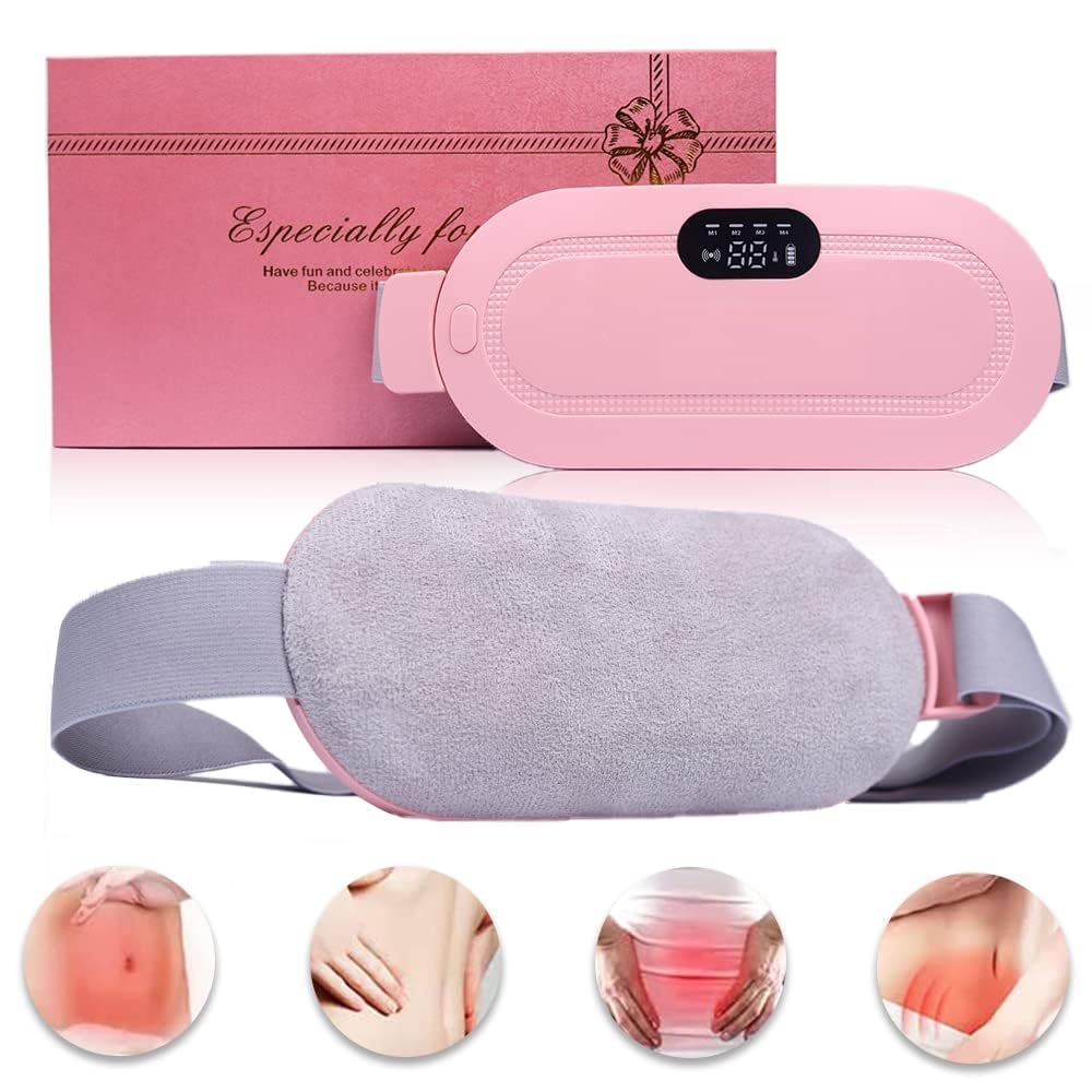 Liznoriz Period Cramp Relief Heating Pad Pain Device With 4 Massage Modes For Menstrual Pain And Belly Or Back Pain Relief, LED Display, Comfortable Belt, Multicolor