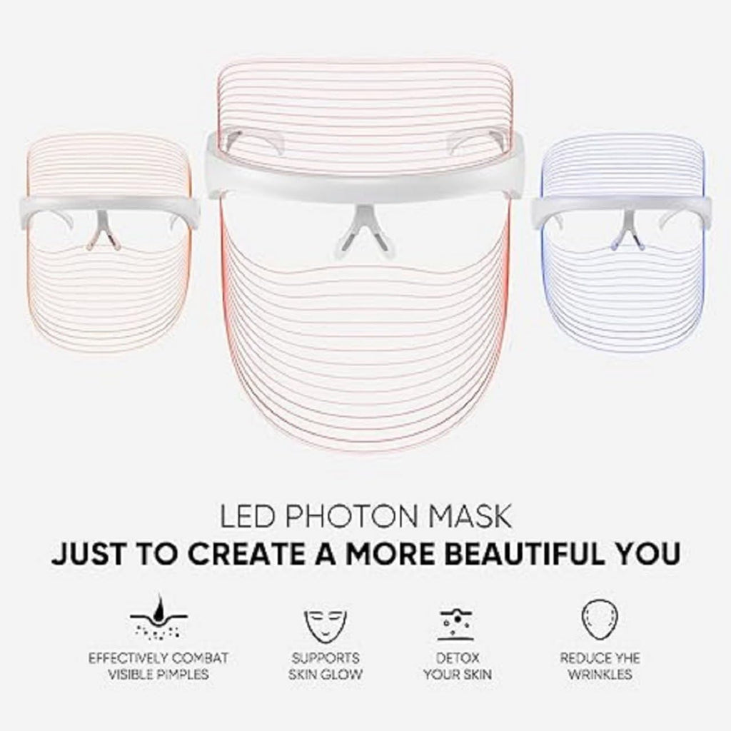 MILOMANIYA LED Beauty Mask | Unisex 3 In 1 LED Beauty Face Mask | Anti Acne & Anti Aging Face Mask | Skin Rejuvenation Mask | Dynamic LED Light Facial Mask (UNISEX)