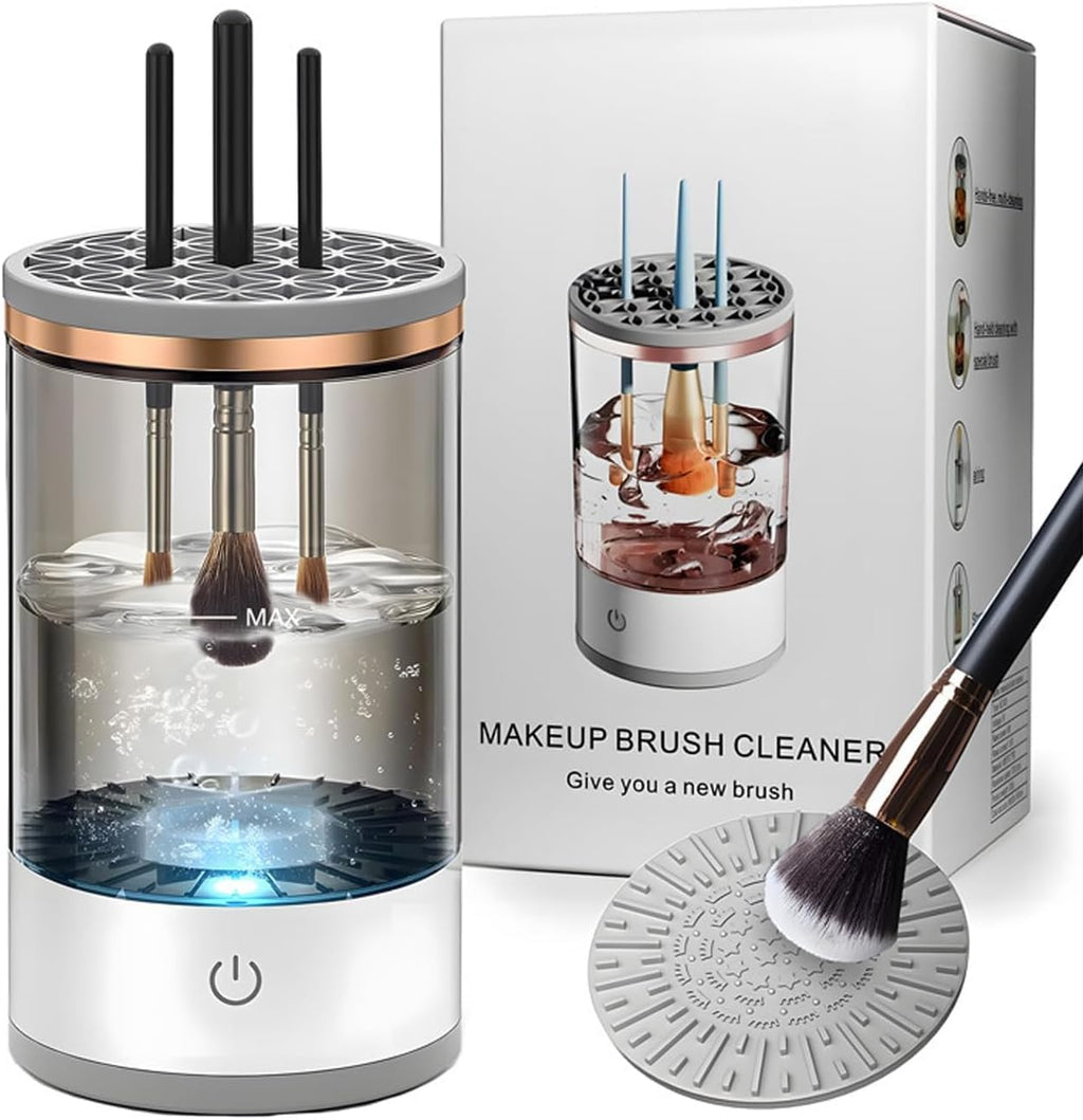 PINAKPANI Makeup Brush Cleaner, Electric Cleaning Machine, USB Automatic Spinning Cleaner for All Size Brush, Great Gift Women & Girls, Cosmetic Cleanser, Upgraded Auto-Rotating Cleanser Beauty Brushes, Deep Cleaning