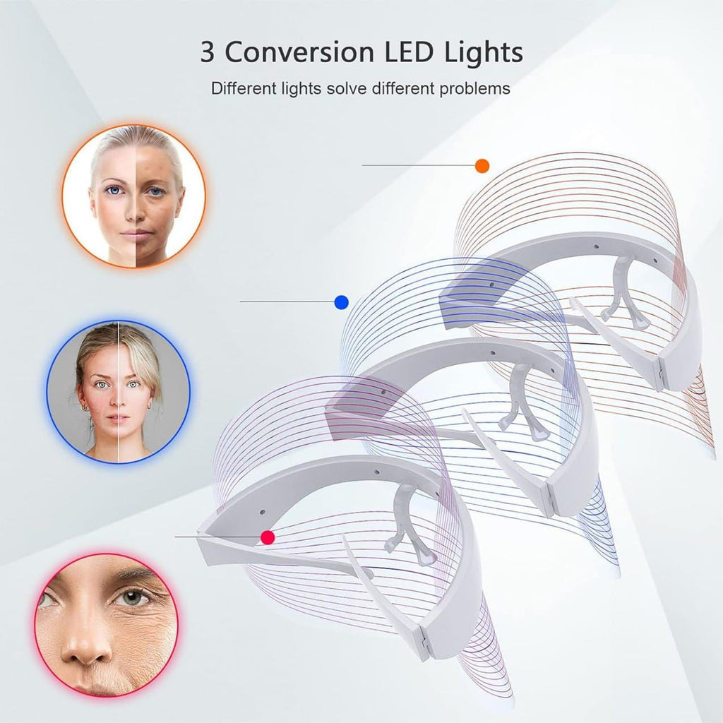 MILOMANIYA LED Beauty Mask | Unisex 3 In 1 LED Beauty Face Mask | Anti Acne & Anti Aging Face Mask | Skin Rejuvenation Mask | Dynamic LED Light Facial Mask (UNISEX)