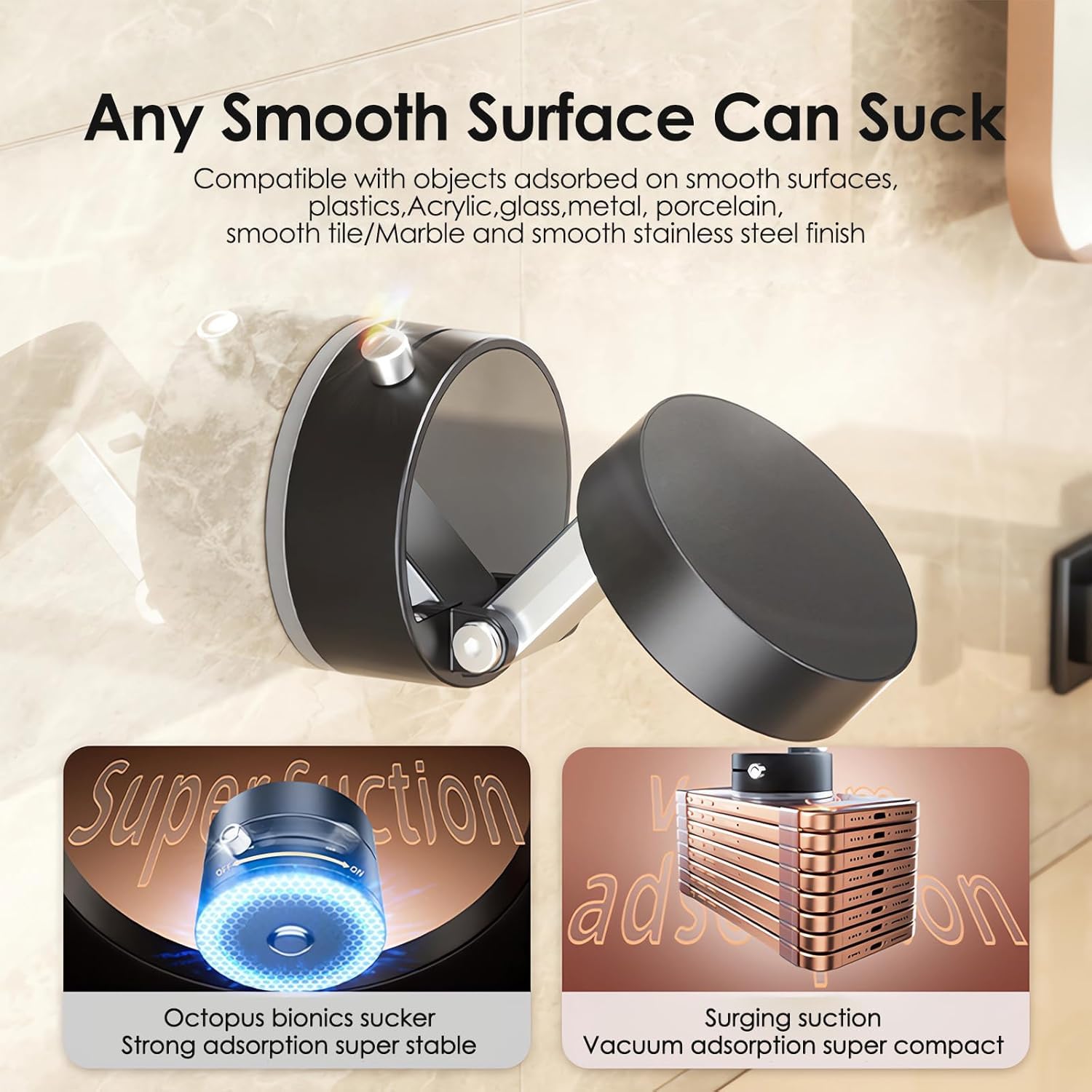 GadgetBite Magnetic Car Mobile Holder For Dashboard Vacuum Suction Phone Holder Mount Hand Free Magnetic Cell Phone Stand With Strong Grip Shockproof Suction Cup Mount For Car Gym Office Table - Black