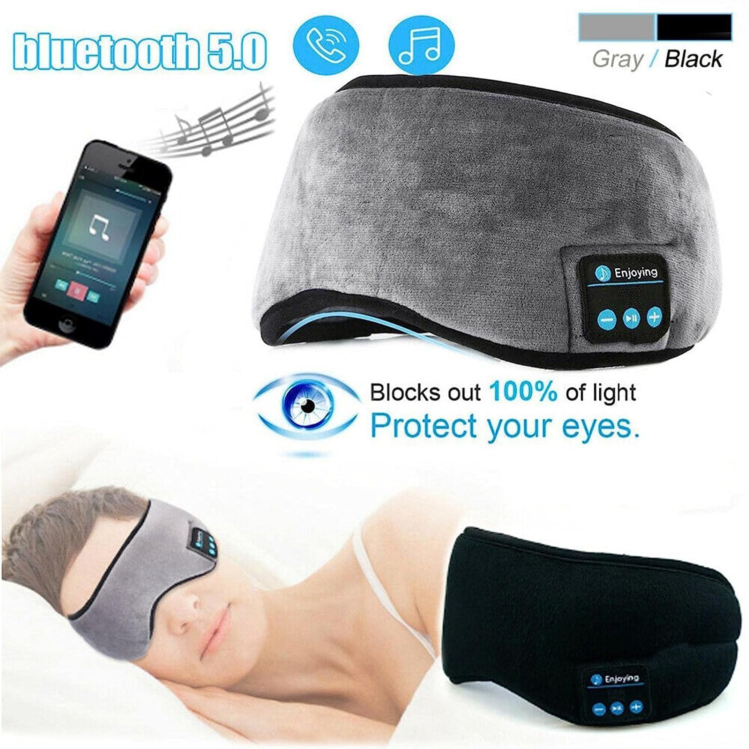 MG SALESS Bluetooth Sleeping Eye Mask Wireless Music Sleeping Headphones for Side Sleepers Sleep Mask with Headphones Wireless Music Eye Mask Sleep Headphones Bluetooth.