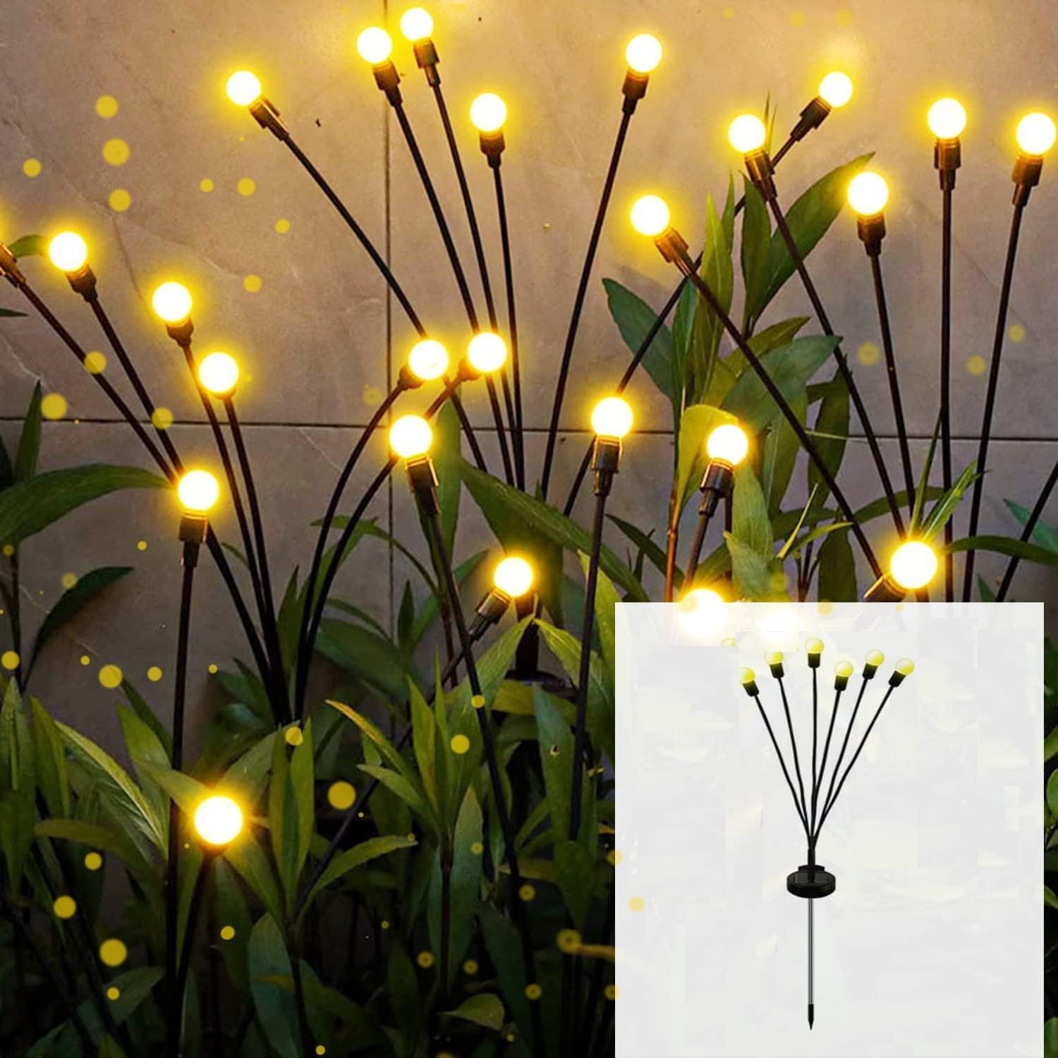 ZUGAD 8 LED Solar Powered Firefly Lights Solar Garden Lights, Outdoor Waterproof, High Flexibility Swaying Lights Solar Outdoor Lights for Pathway Patio Yard Walkway Decoration Warm White