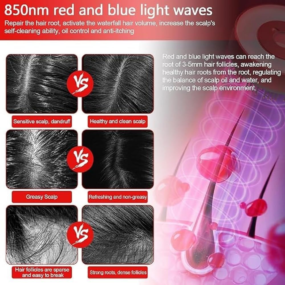 Premium Head Scalp Electric Massager 2 IN 1 Hair Oil Applicator Comb, Head & Scalp Massaging Brush, IPX7 Waterproof,Portable Deep Massager For Hair, Massager Machine (Red)