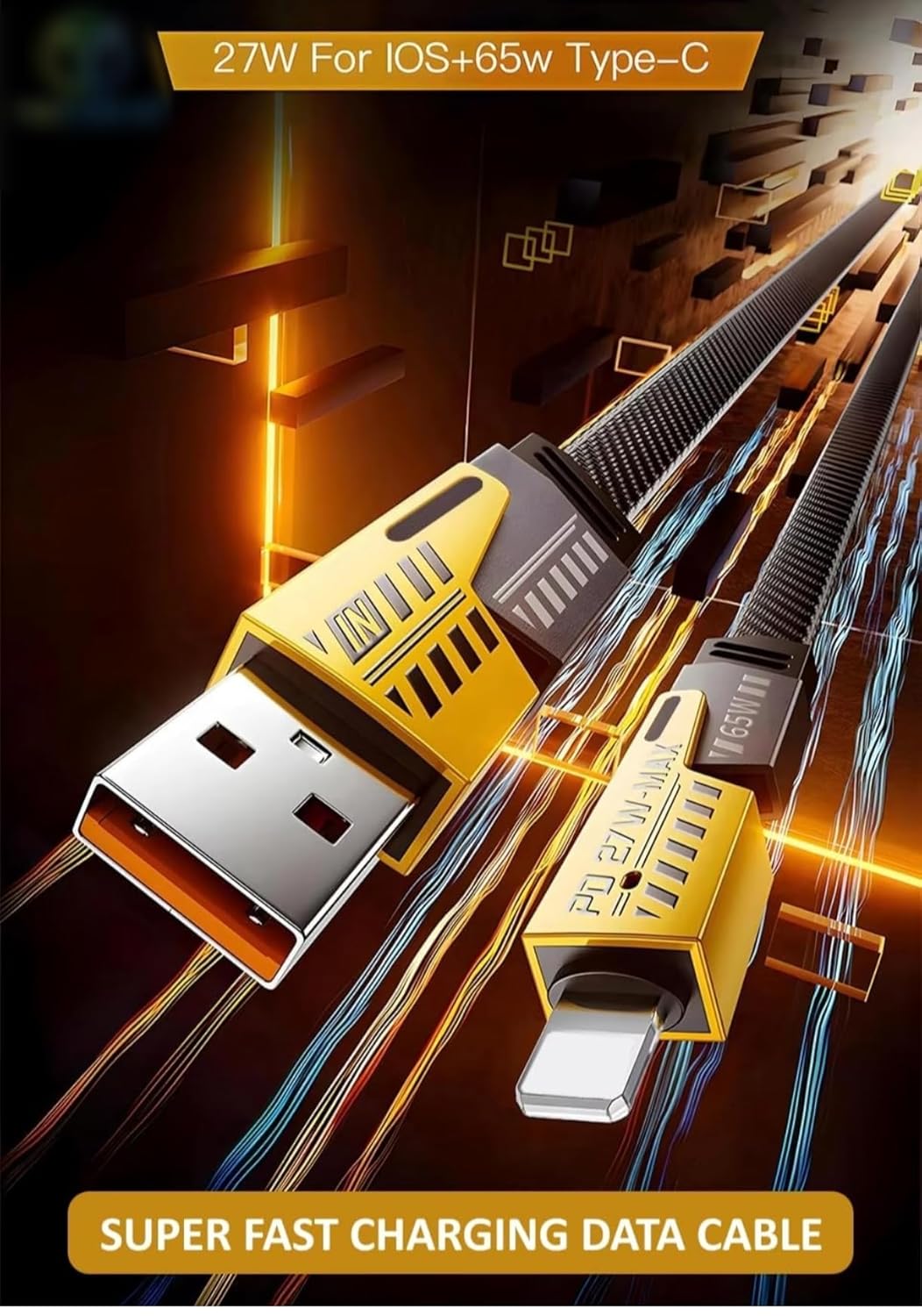 4 in 1 Cable | Gold Plated Ports | Ultra Fast Charging & Data Transfer | Supporting Thunderbolt, Type C, Lightning, Type A for All Phones & Laptop